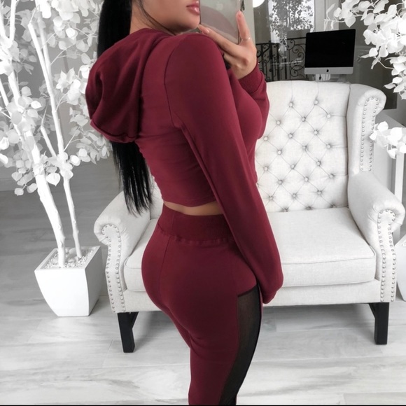 ekAttire | The Daily Burgundy Cropped Hoodie - Picture 3 of 9